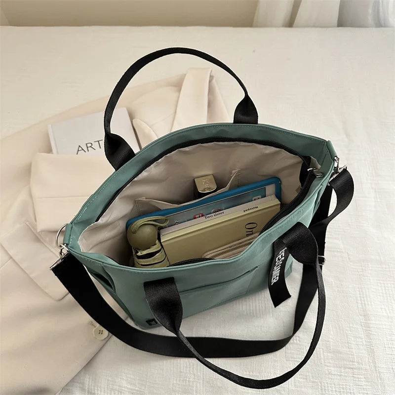 Homefish New Casual Tote Large Capacity ShoulderBag Nylon Waterproof Handbag Simple Fashion Messenger Bags for Schoolgirl