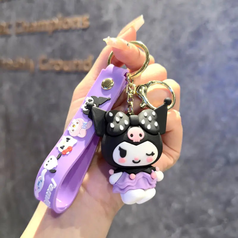 Cartoon Cute Gothic's PVC Key Chain Bag Pendant Doll Rebellious Kuromi Pendant Car Key Chain for Boys Girls Birthday Gifts
