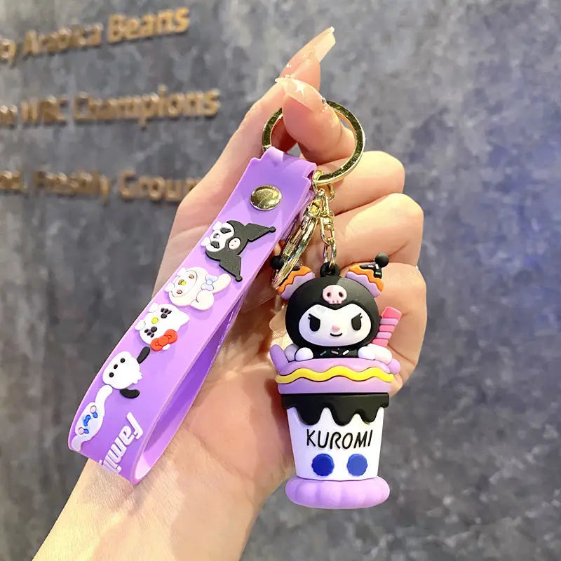 Cartoon Cute Gothic's PVC Key Chain Bag Pendant Doll Rebellious Kuromi Pendant Car Key Chain for Boys Girls Birthday Gifts