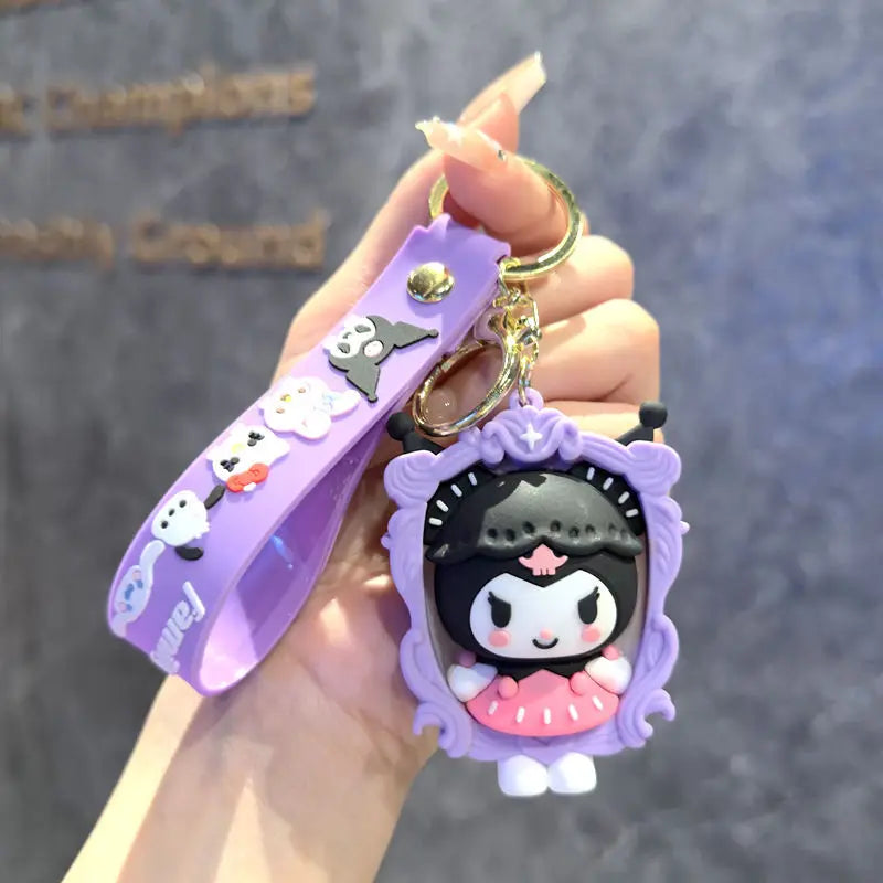 Cartoon Cute Gothic's PVC Key Chain Bag Pendant Doll Rebellious Kuromi Pendant Car Key Chain for Boys Girls Birthday Gifts