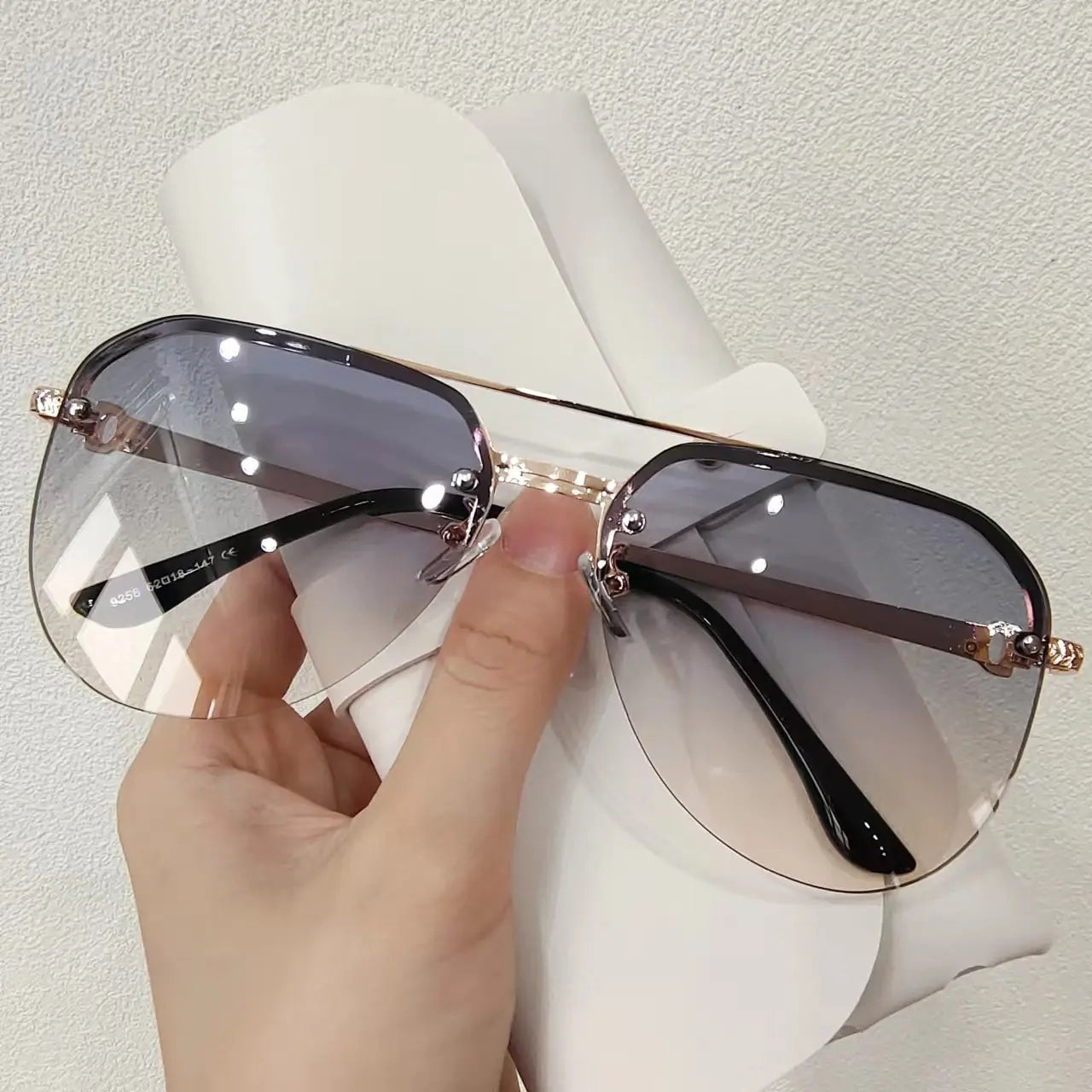 Double Beam Glasses New Fashion Metal Half Frame Women's Outdoor Sunglasses Classic