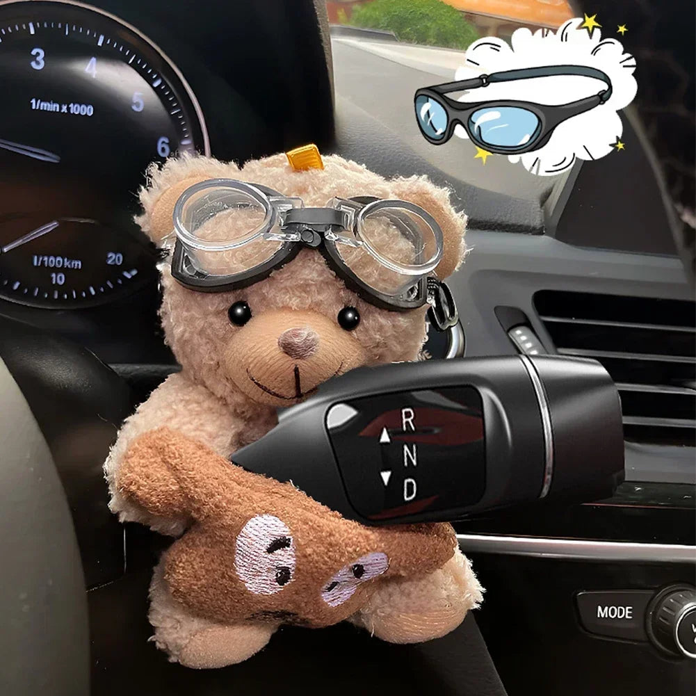 Car Cute Wiper Ornaments Plush Doll Capybara Panda Cat Turn Signal Switch Ornament Car Interior Decoration Accessories